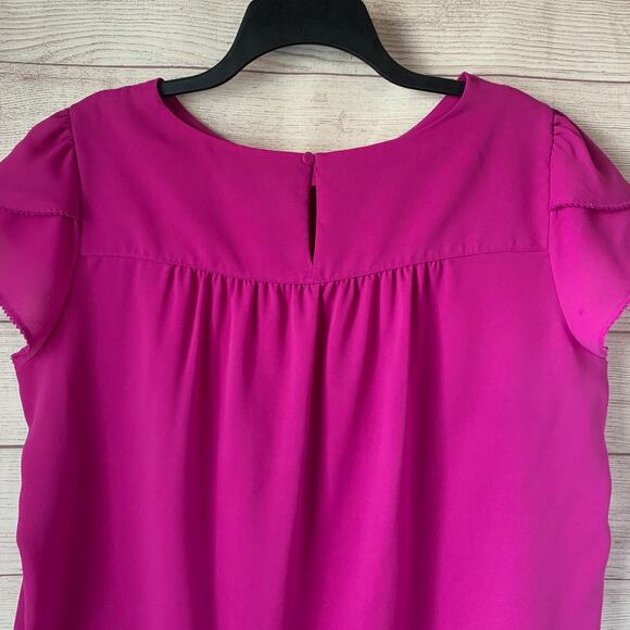 Lands' End Fushia Pink Tulip Sleeve Blouse Size 14 - Picture 6 of 15